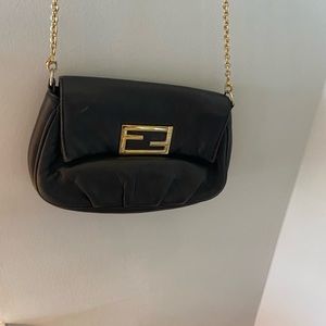 Fendi, black, leather shoulder bag